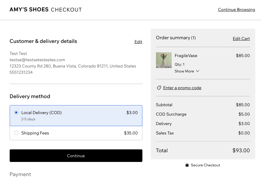 Fees Applied in Cart